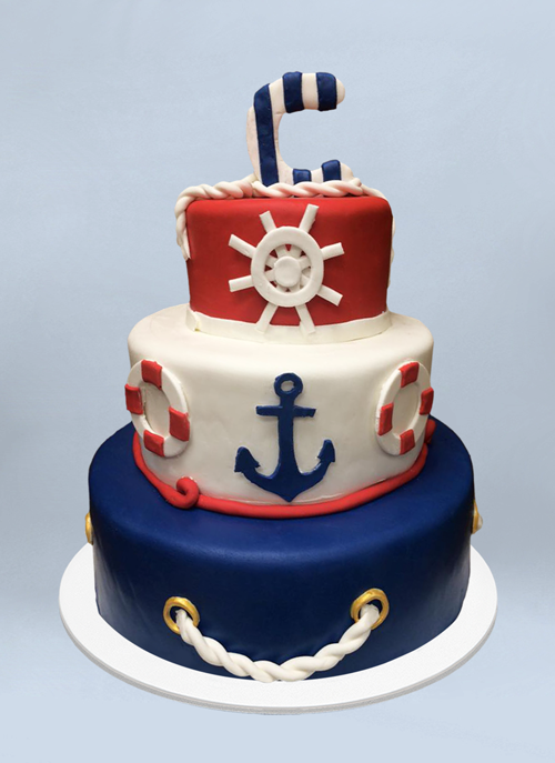Photo: red, white blue, nautical cake fondant objects