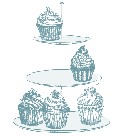 drawing of cupcake tower