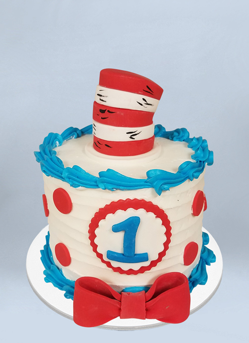 Photo: cat in the hat themed iced cake