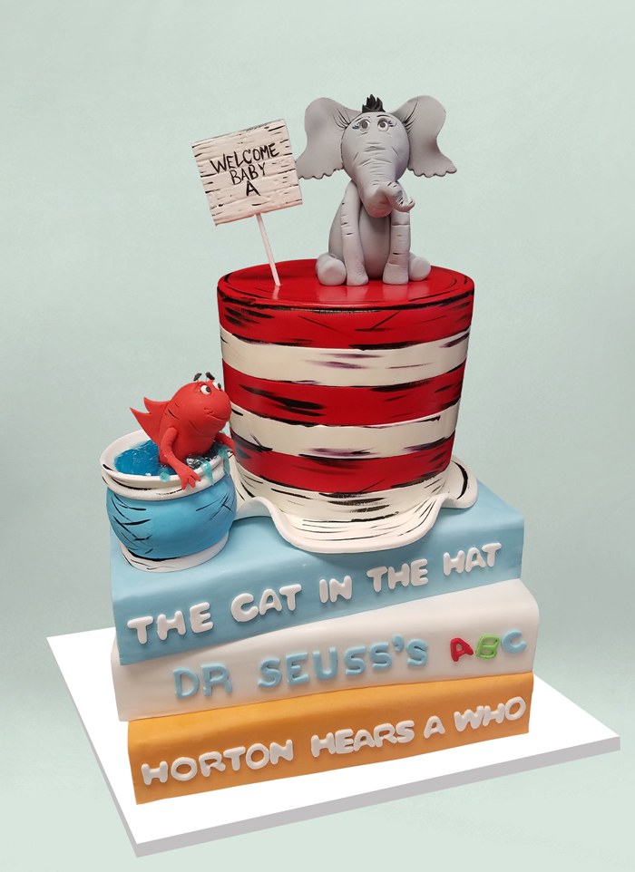 Photo: dr. seuss welcome baby a fondant cake