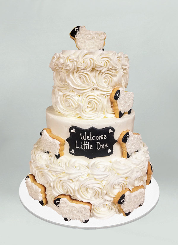 Photo: sheep tiered iced cake