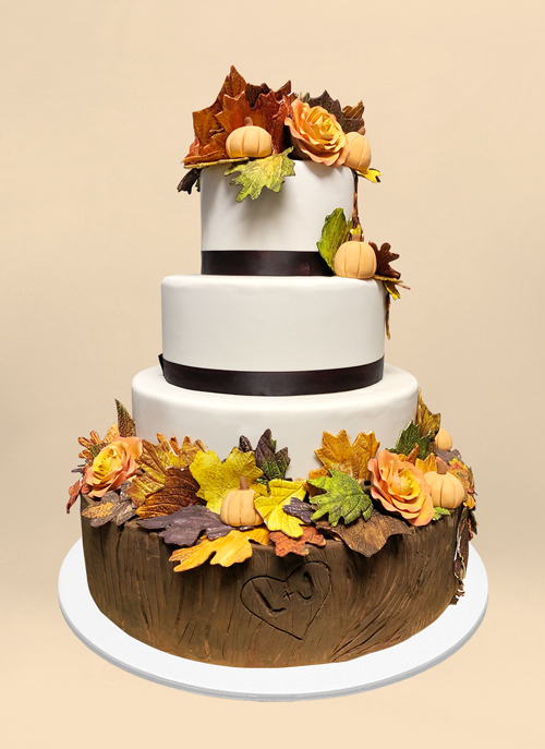 Photo: fall themed wedding cake
